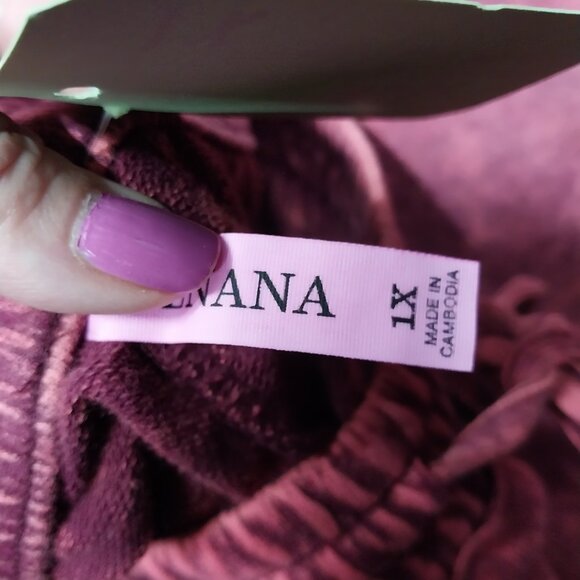 3538 Size 1X Zenana Mineral Washed Upcycled Pull On Pants with Raw Hem. NWT - Picture 6 of 6